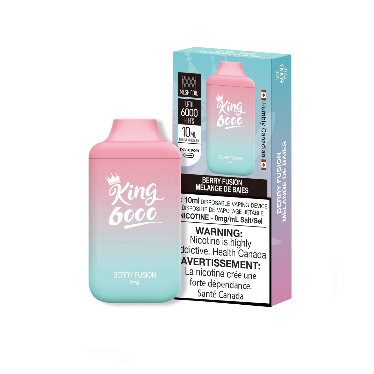 King 6000 Berry Fusion 0mg/ml disposable (Provincial)