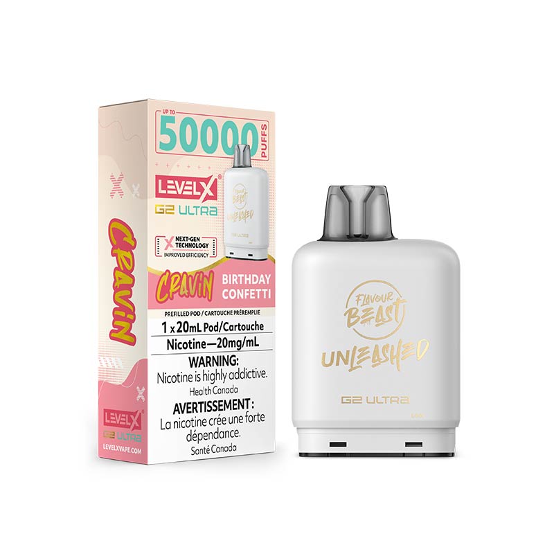 Flavour Beast Unleashed Level X G2 Ultra POD 50k Cravin Birthday Confetti 20mg/mL (Provincial)