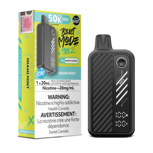 Flavour Beast Mode Max2 50k Miami Mint Iced 20mg disposable (Provincial)