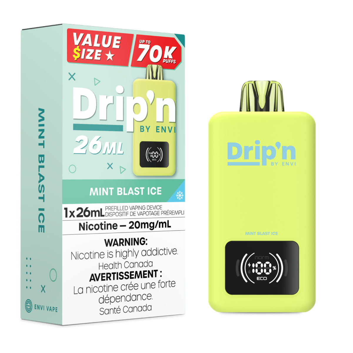 Drip’n by Envi 70K Mint Blast Ice Disposable (Provincial)