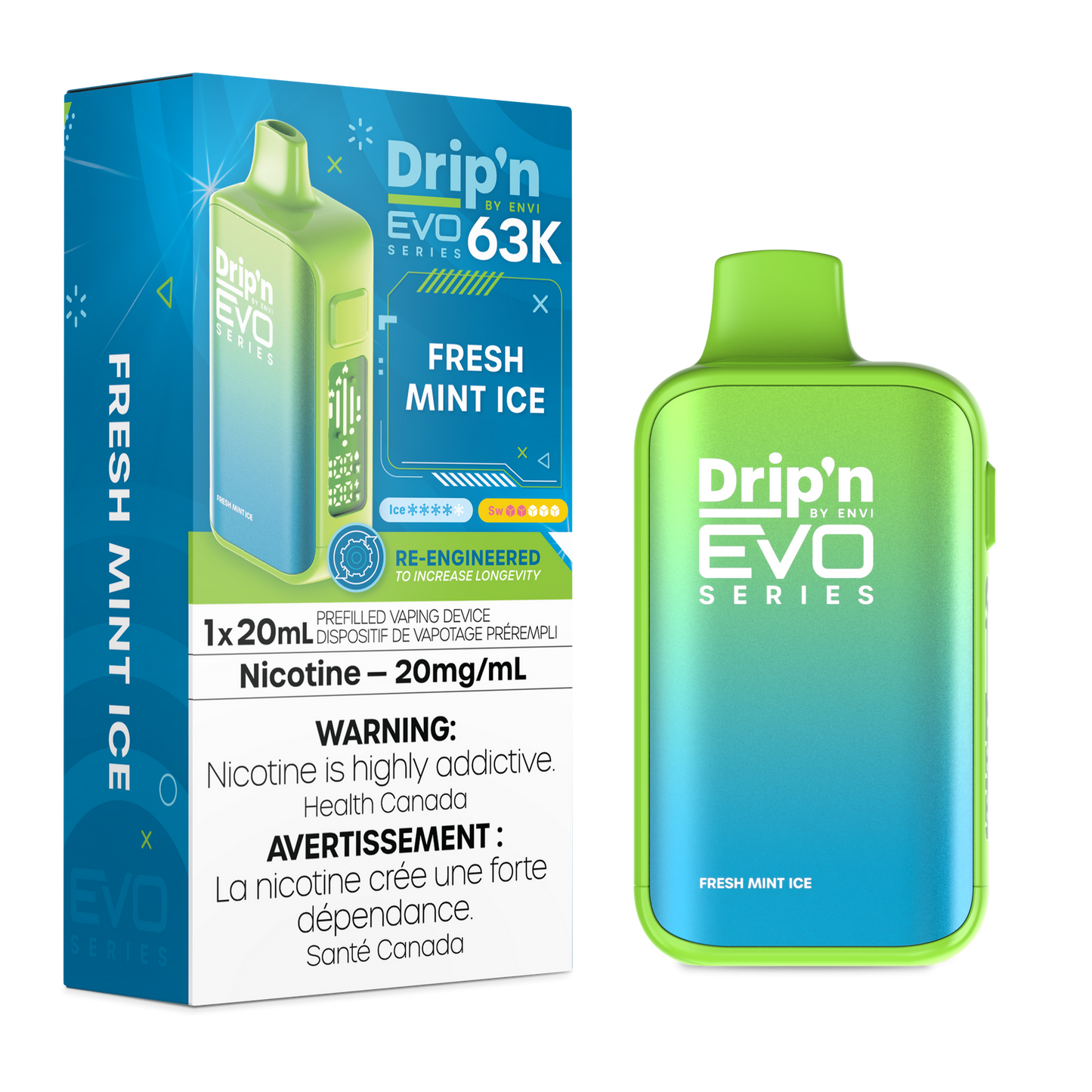 Drip’n EVO 63K Fresh Mint Ice 20mg/ml Disposable (Provincial )