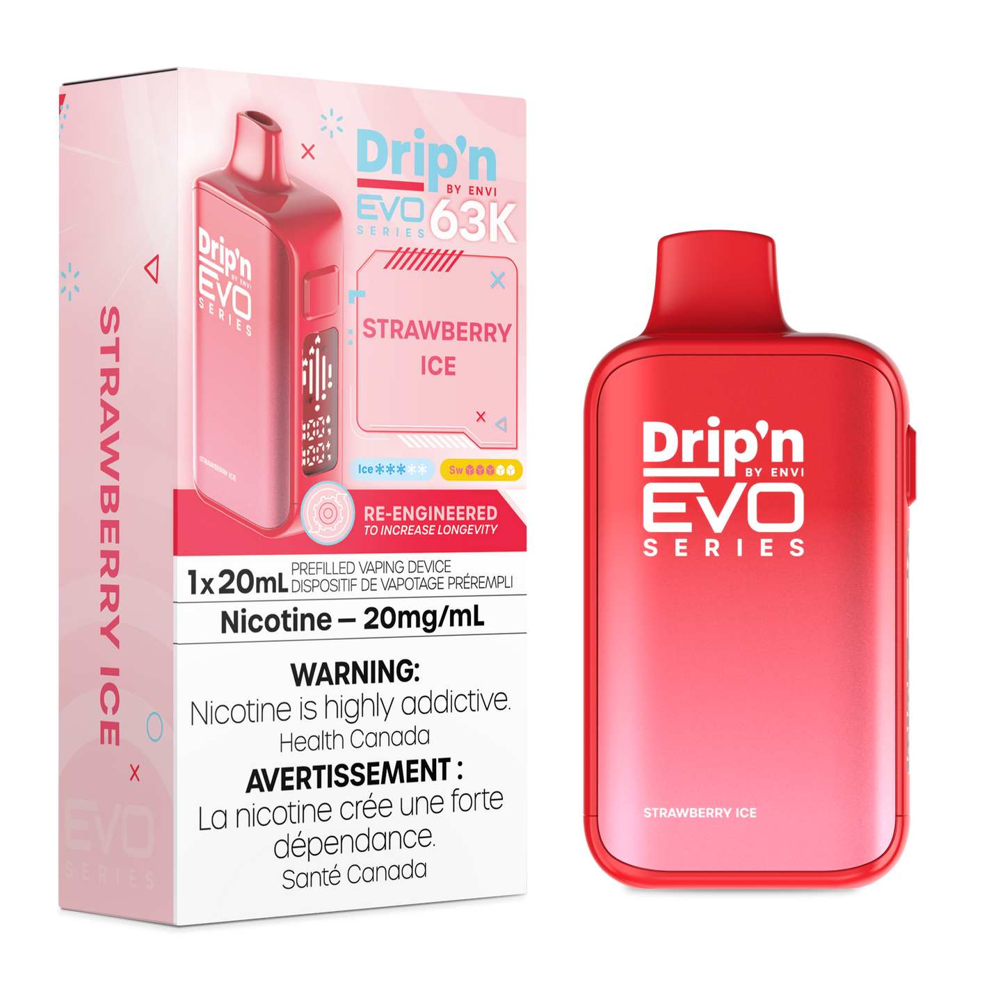 Drip’n EVO 63K Strawberry Ice 20mg/ml Disposable (Provincial)
