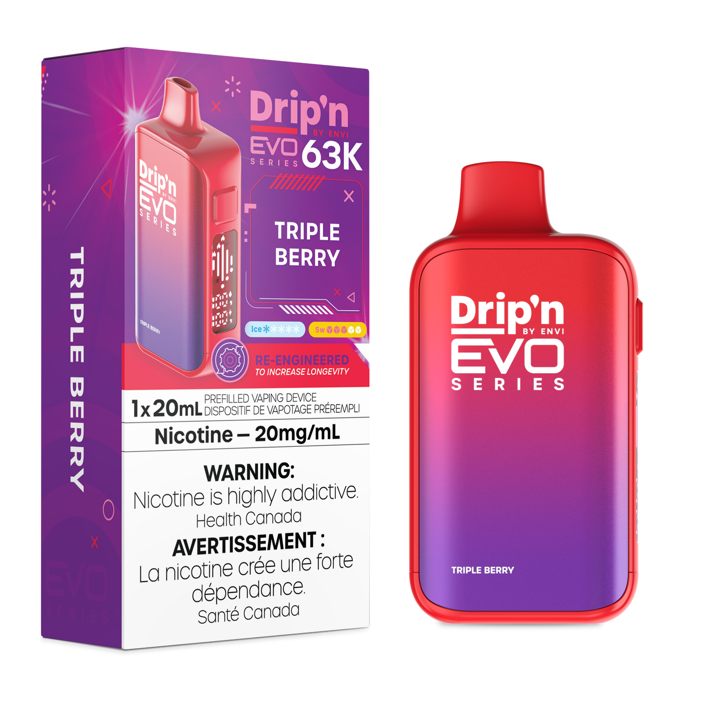 Drip’n EVO 63K Triple Berry 20mg/ml Disposable (Provincial)