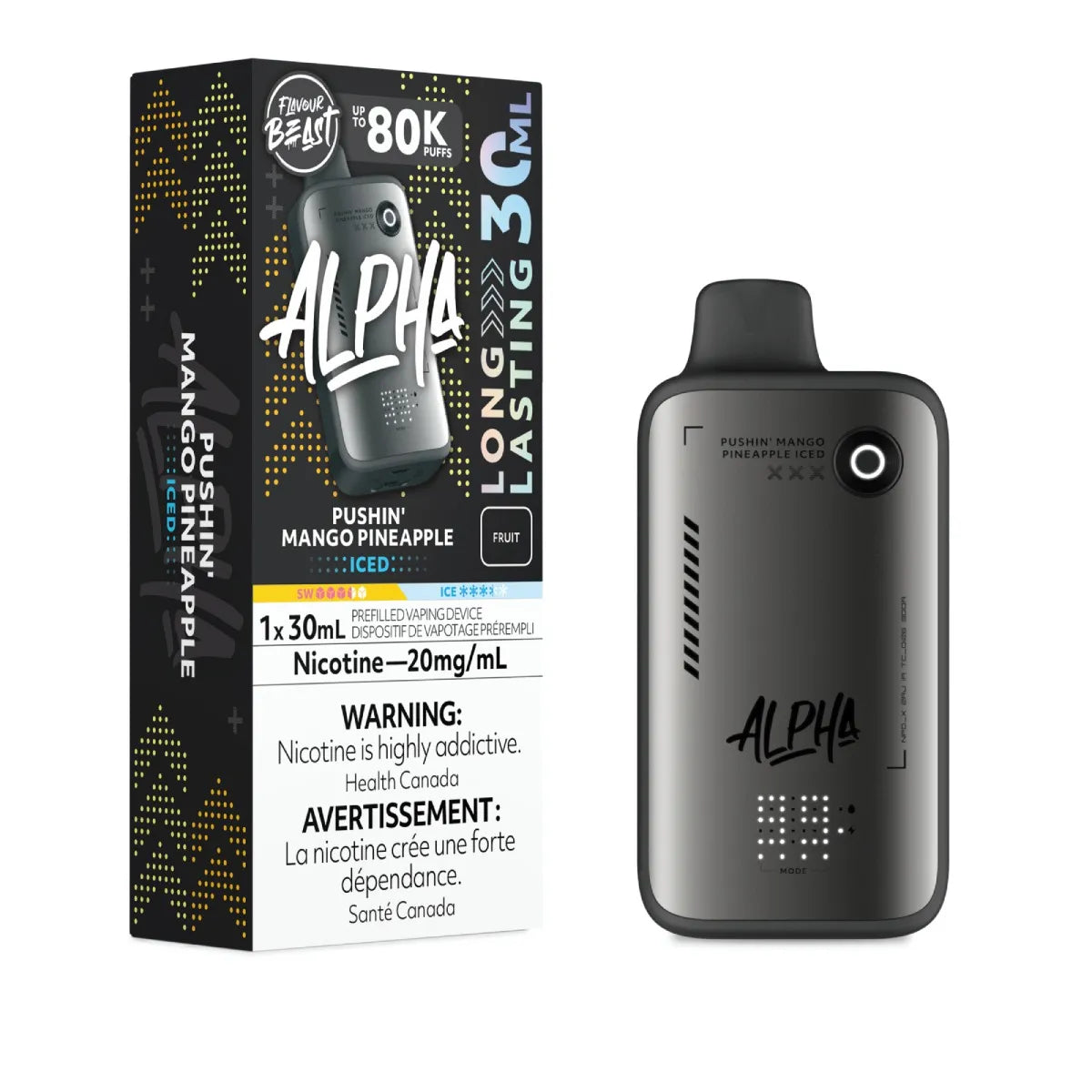 Flavour Beast Alpha Pushin Mango Pineapple Iced 80K 20mg disposable (Provincial)c