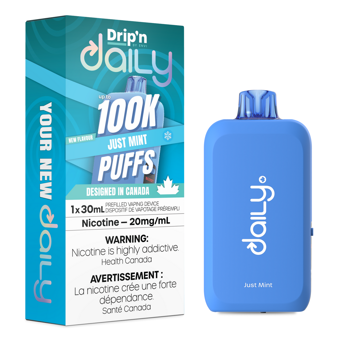 Drip’n Daily 100K Just Mint 20mg/mL Disposable (Provincial)