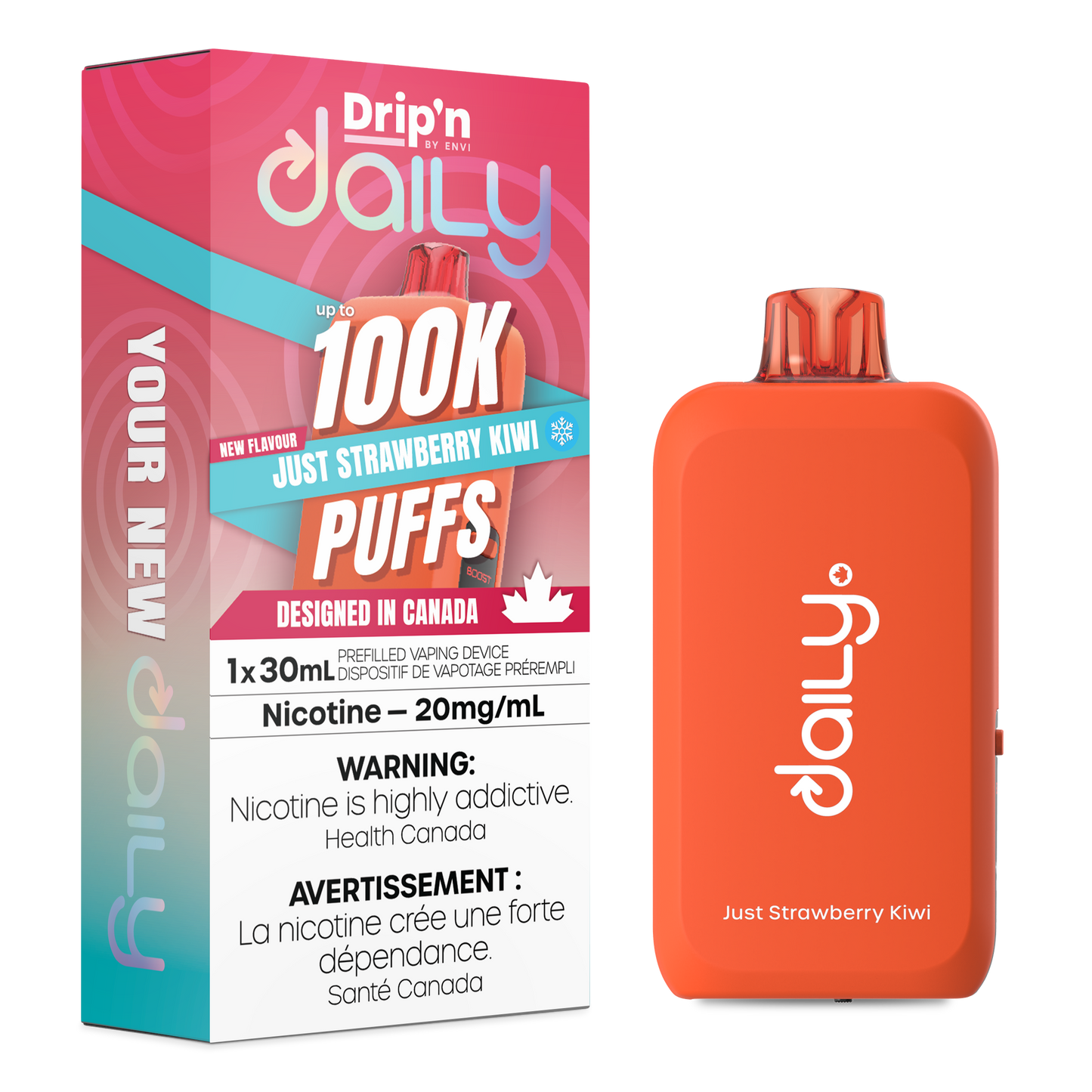 Drip’n Daily 100K Just Strawberry Kiwi 20mg/mL Disposable (Provincial)