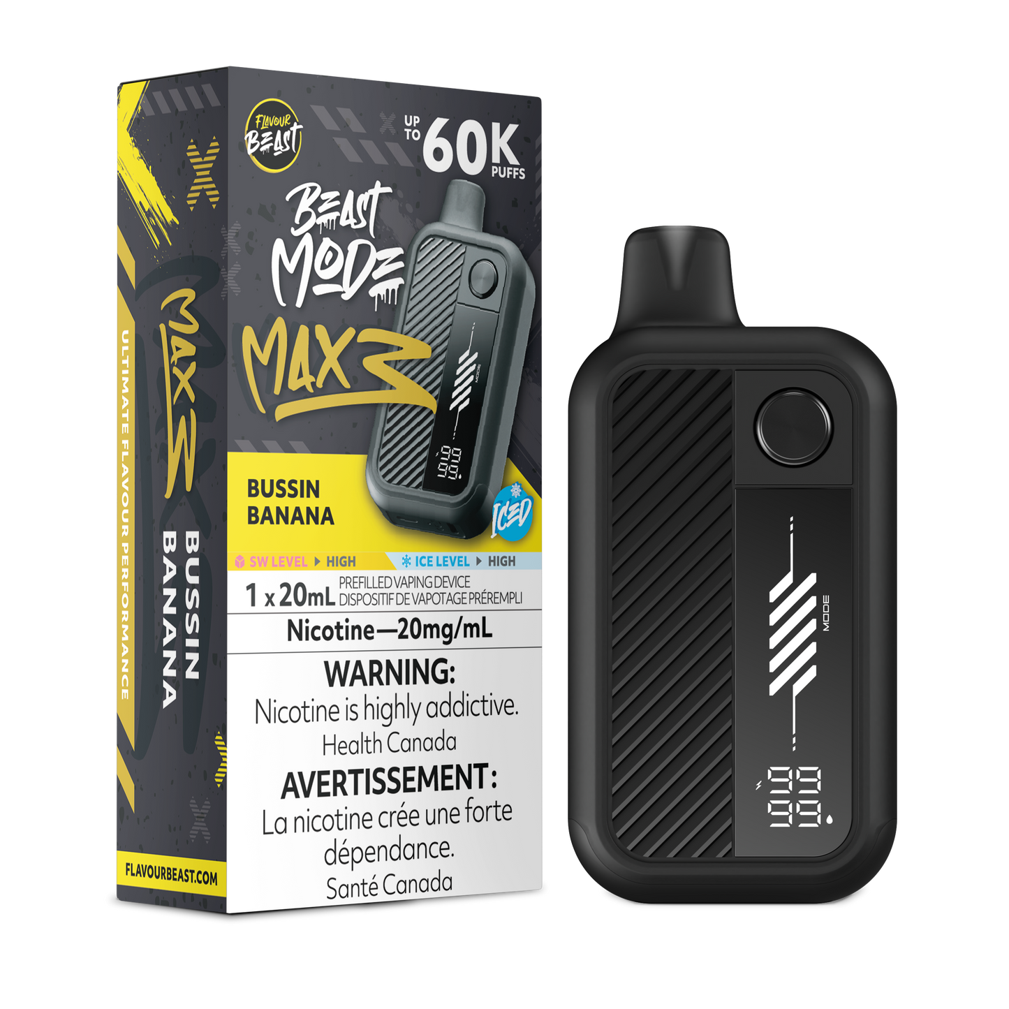 Flavour beast Mode Max 3 60K Bussin Banana Iced Disposable (Provincial)