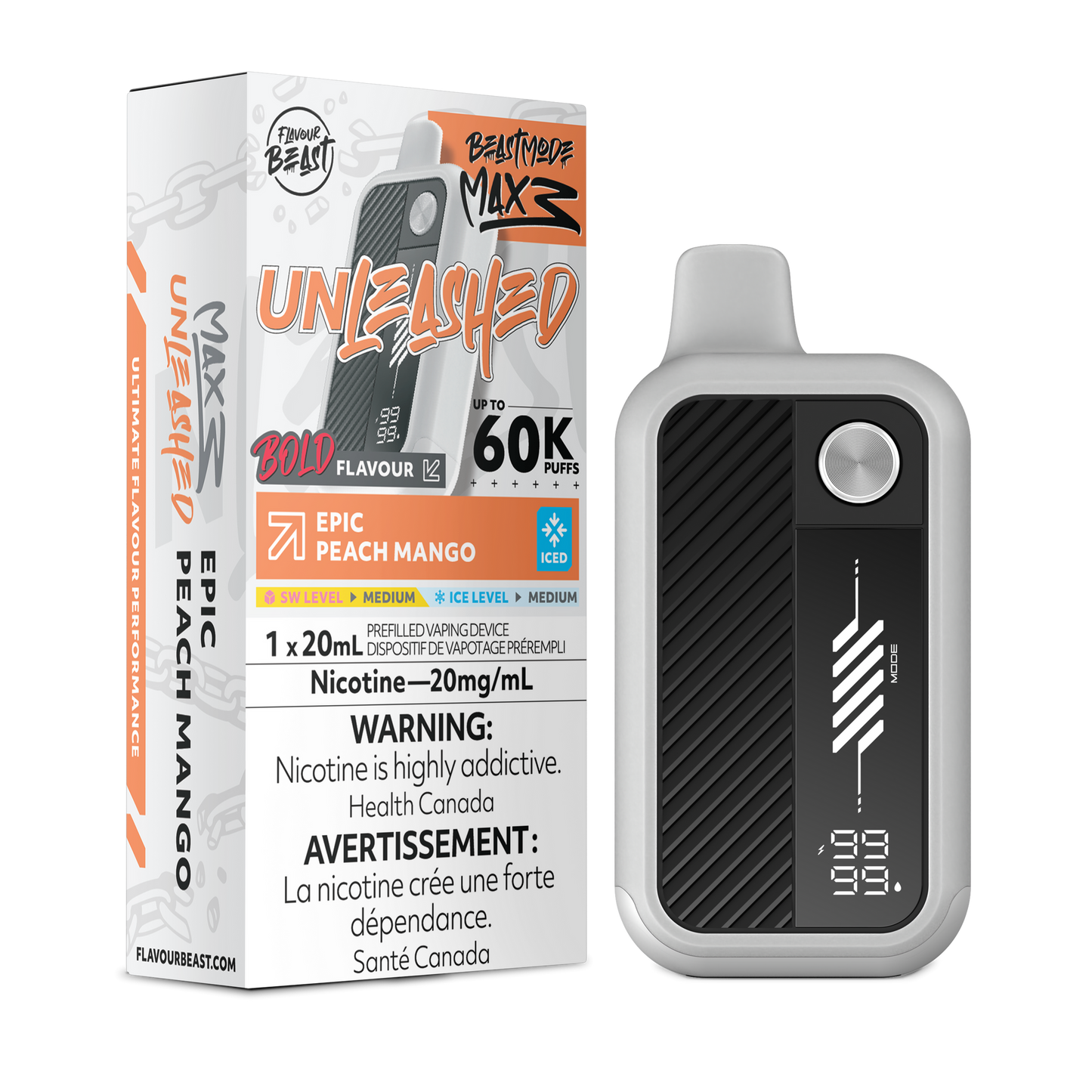 Flavour beast Mode Max 3 60K Unleashed Epic Peach Mango Iced Disposable (Provincial)