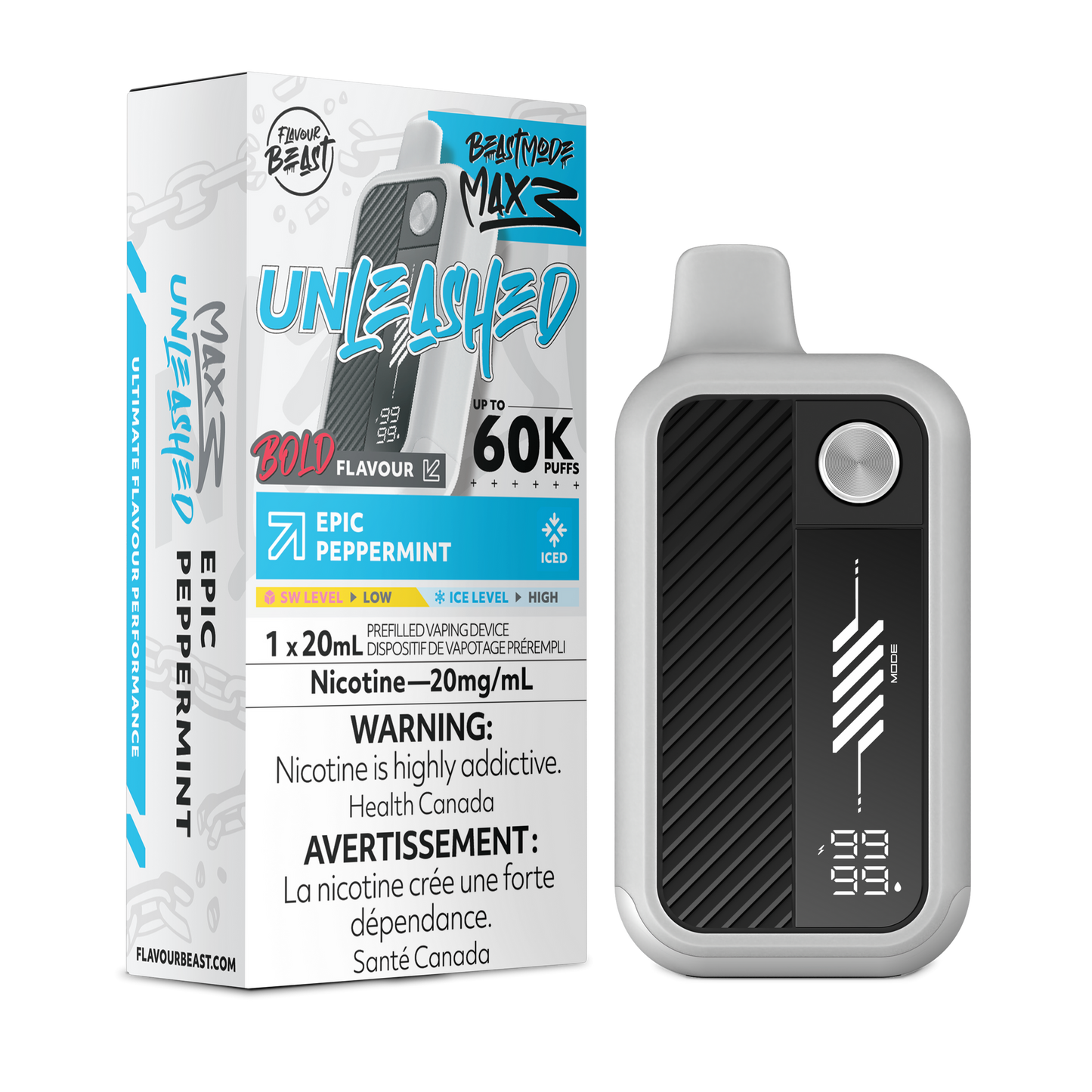Flavour beast Mode Max 3 60K Unleashed Epic Peppermint Iced Disposable (Provincial)