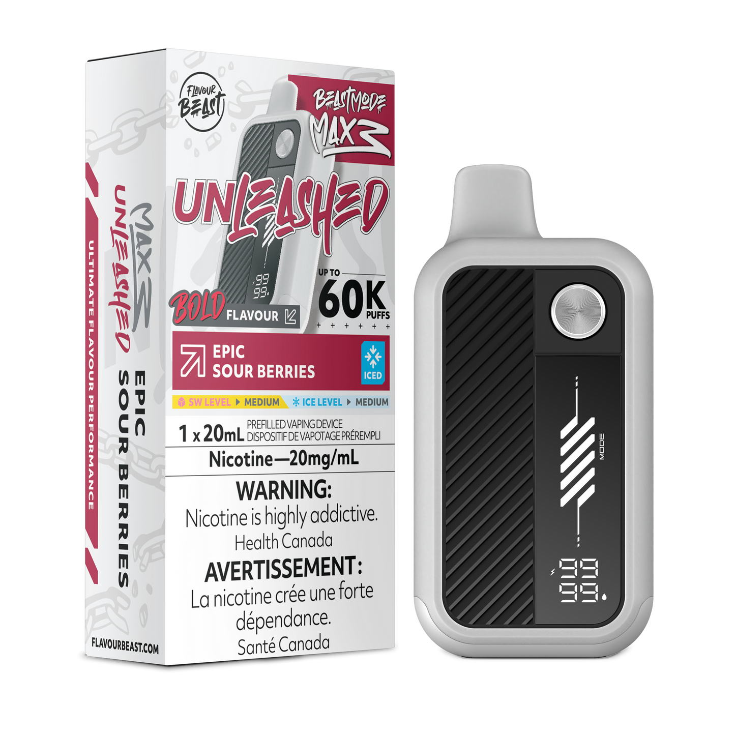 Flavour beast Mode Max 3 60K Unleashed Epic Sour Berries Iced Disposable (Provincial)