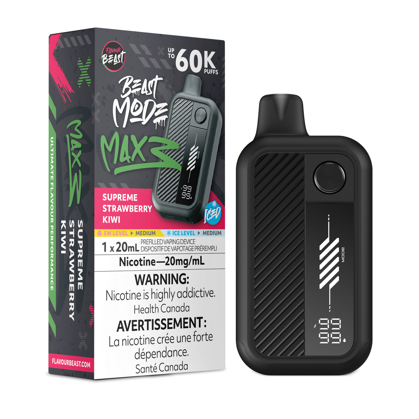 Flavour beast Mode Max 3 60K Supreme Strawberry Kiwi Iced Disposable (Provincial)