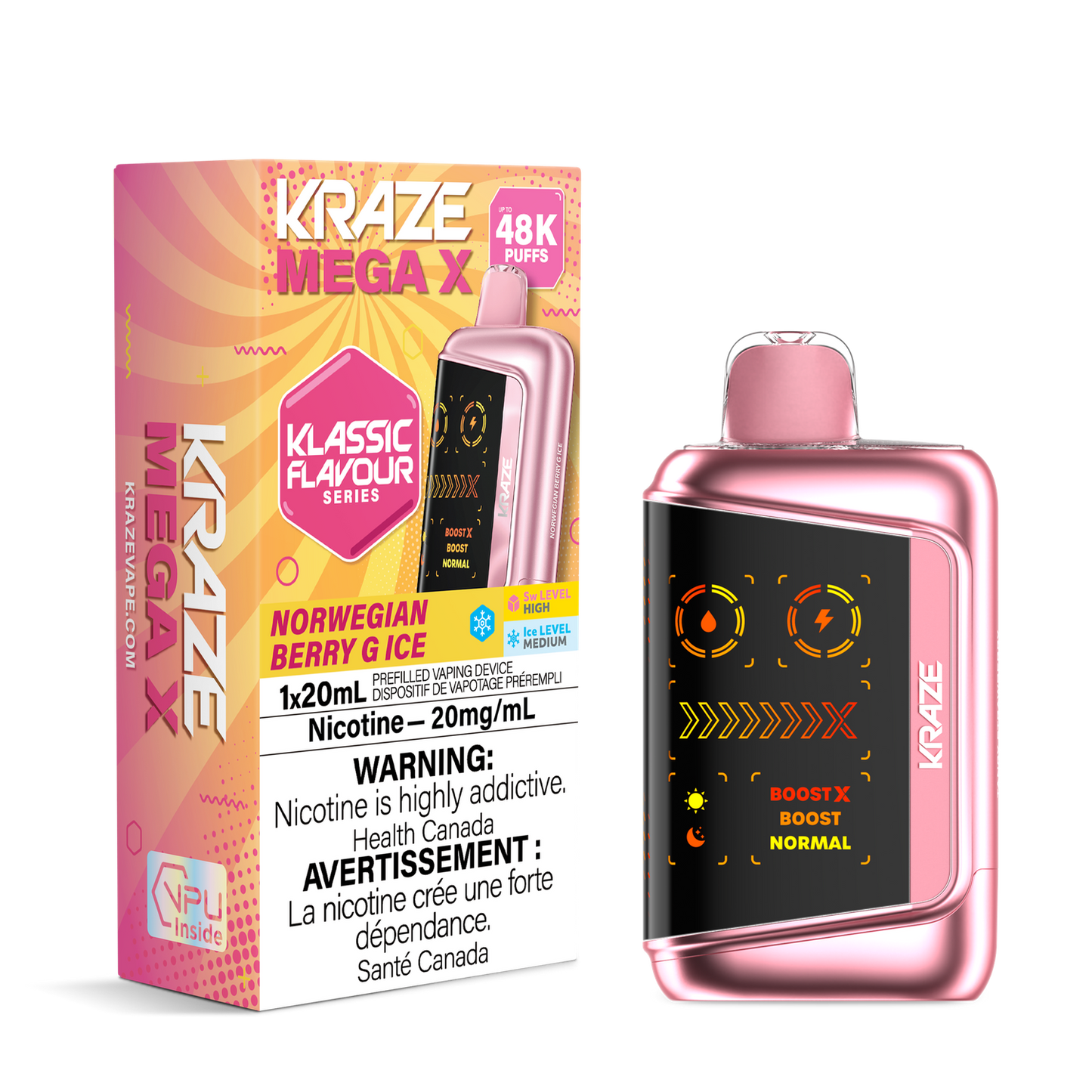 Kraze Mega X 48K Norwegian Berry G Ice 20mg/mL Disposable (Provincial)