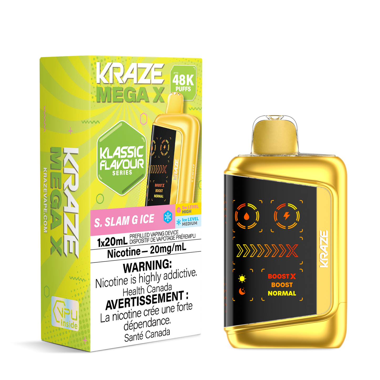Kraze Mega X 48K S. Slam G Ice 20mg/mL Disposable (Provincial)