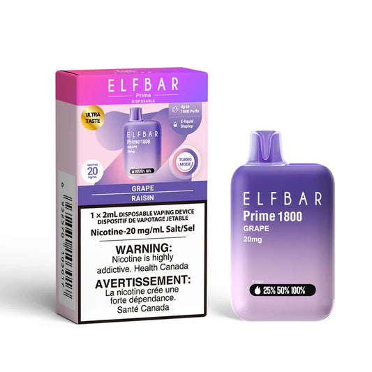 ELF BAR Prime 1800 Grape 20mg/ml disposable (Provincial)