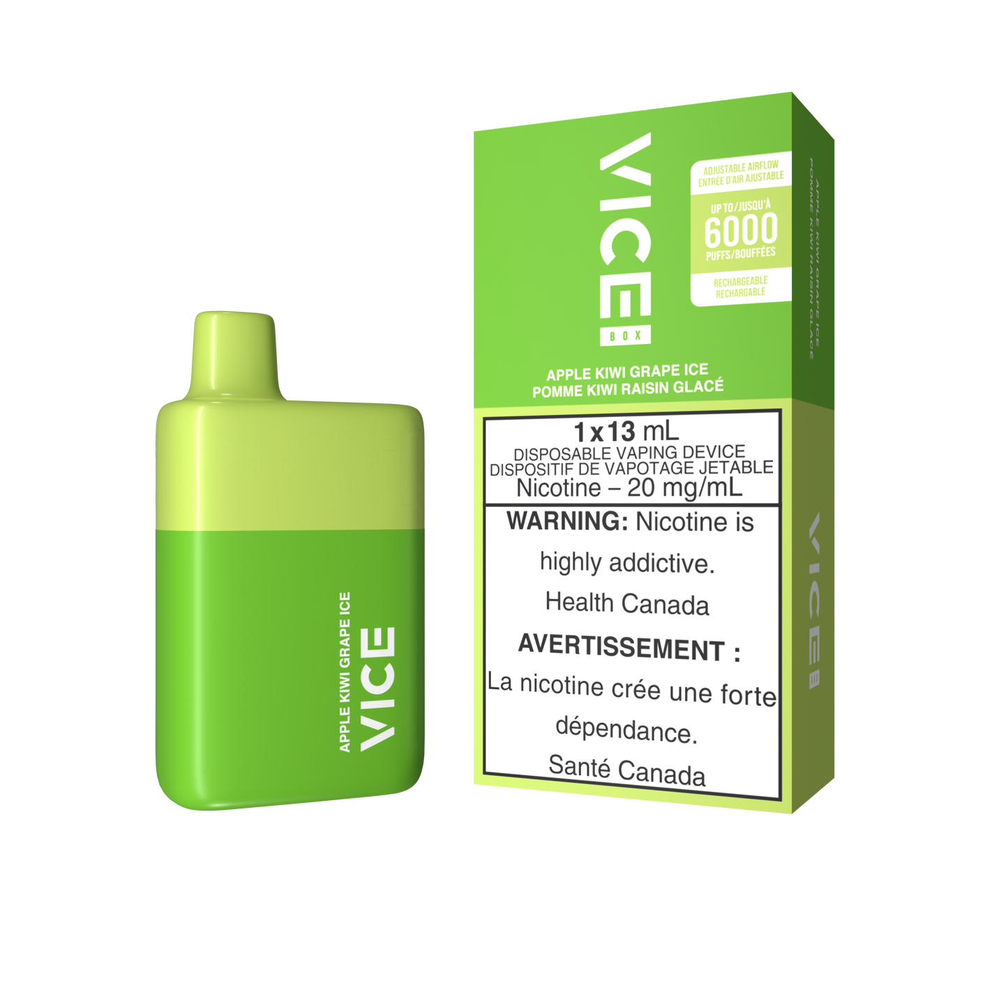 Vice Box 6000 Apple Kiwi Grape Ice 20mg/mL disposable (Provincial)