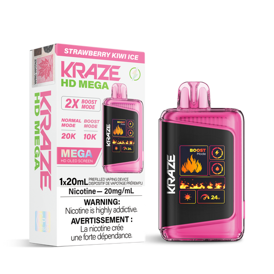 Kraze HD Mega 20K Strawberry Kiwi Ice 20mg disposable (Provincial)