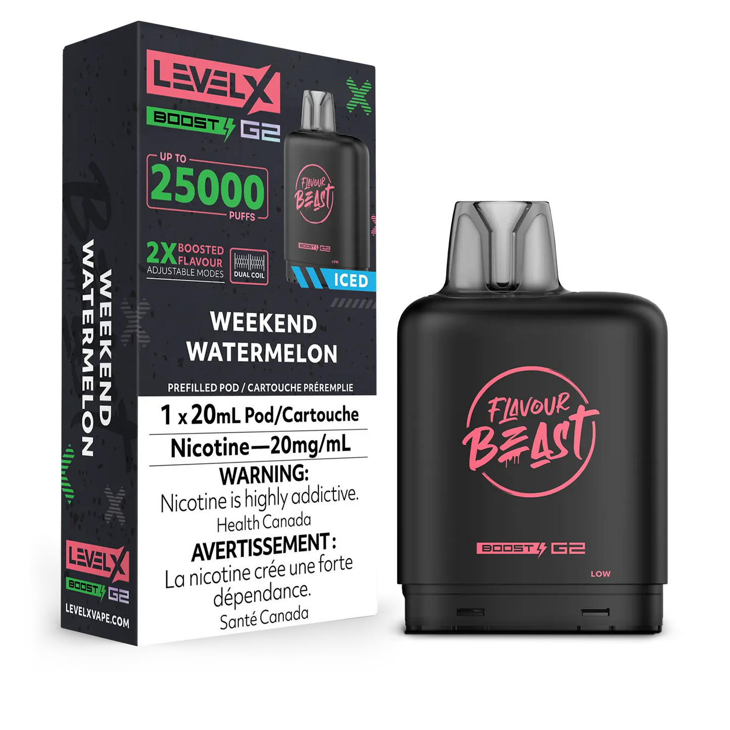 Flavour Beast LevelX Boost Pod G2 25K Weekend Watermelon Iced 20mg (Provincial)