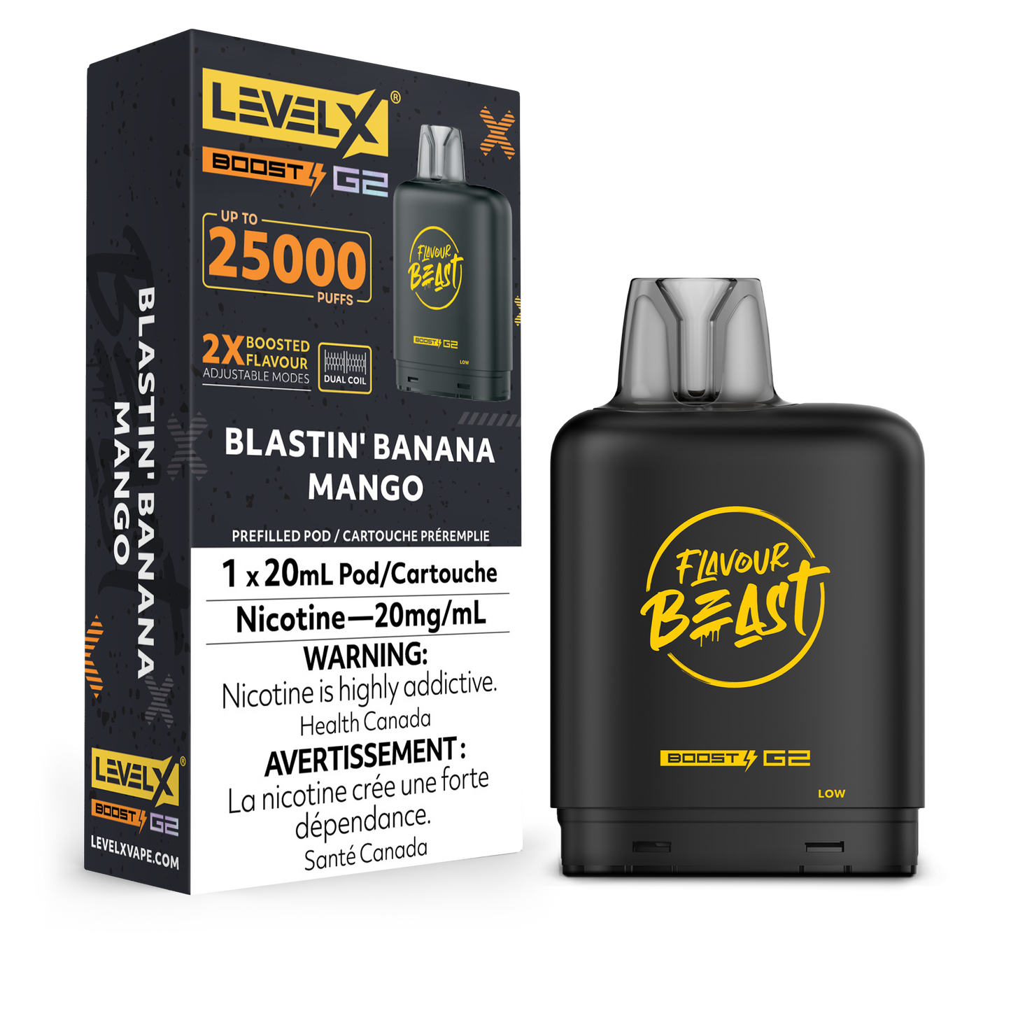 Flavour Beast LevelX Boost Pod G2 25K Blastin' Banana Mango 20mg (Provincial)