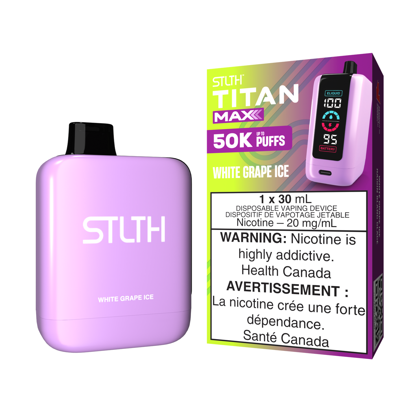 STLTH Titan Max 50K White Grape Ice Disposable 20mg/mL (Provincial)